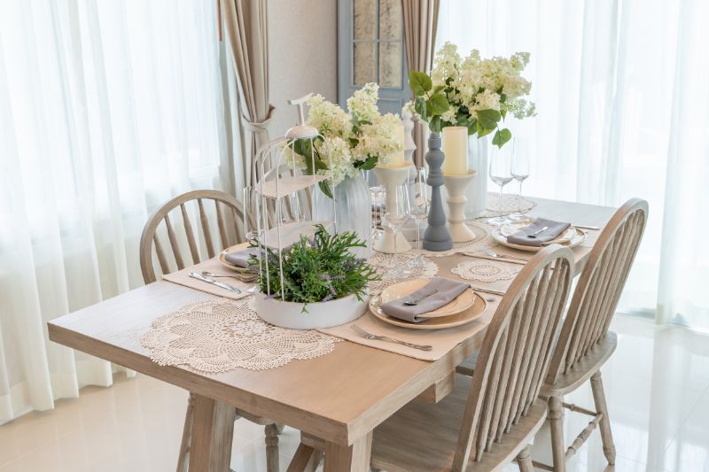 flowers on dining table